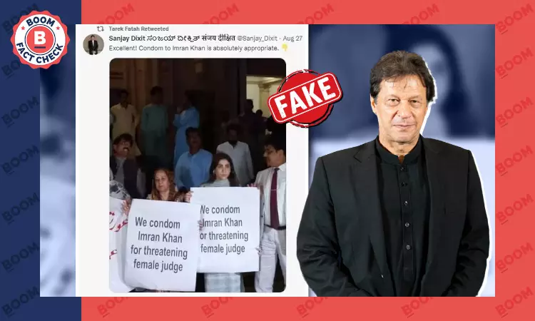 Photo Of Placard Against Imran Khan Is Morphed