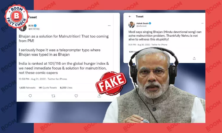 No, Modi Did Not Say Bhajans Can Solve Malnutrition
