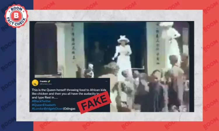 French Film Scene Viral As Queen Elizabeth II Throwing Food At African Kids