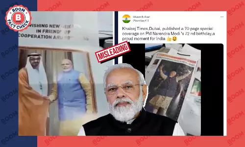 No, This Video Does Not Show Khaleej Times Coverage Of PM Modis Birthday