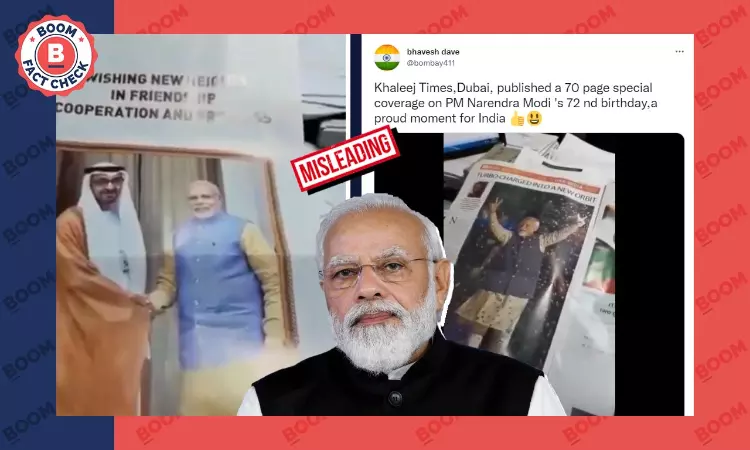 No, This Video Does Not Show Khaleej Times Coverage Of PM Modis Birthday