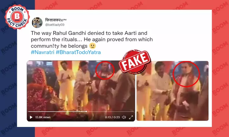 Cropped Video Falsely Shared As Rahul Gandhi Refusing To Perform Aarti