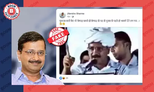 Cropped Video Peddled Falsely Claiming Kejriwal Threatened Gujratis