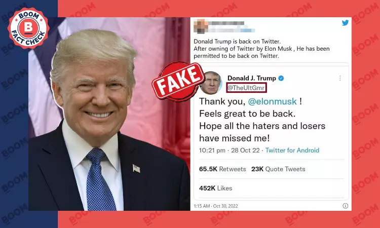 Screenshot Of Parody Account Shared As Real Donald Trump Account