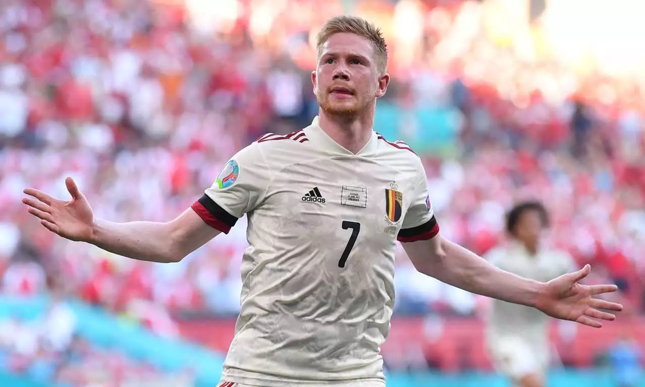 Kevin De Bruyne in action for Belgium at the EURO 2020