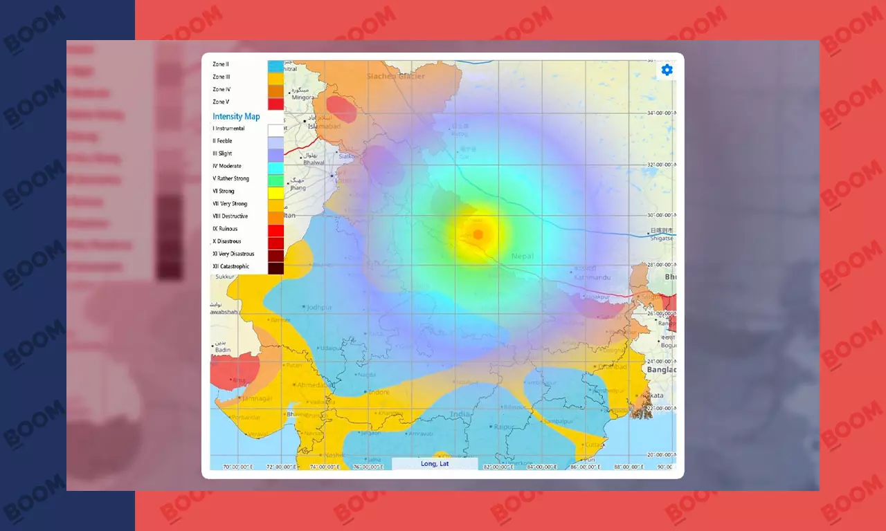 A map showing the impact of Wednesdays earthquake. Image credit: National Centre for Seismology, Ministry of Earth Sciences, Government of India