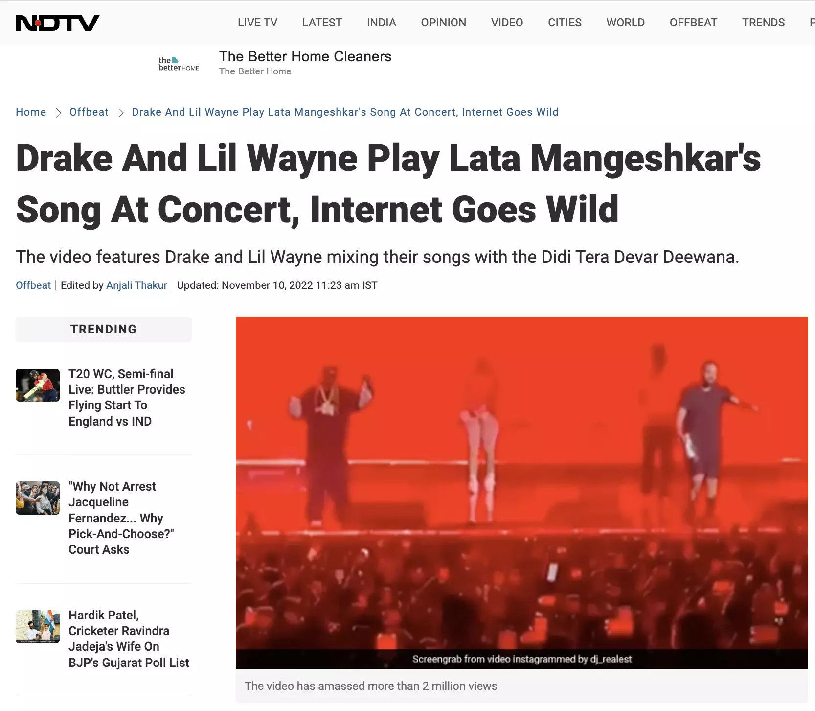 Viral Video of Lata Mangeshkar Song Being Played at Drake Concert Is Doctored BOOM