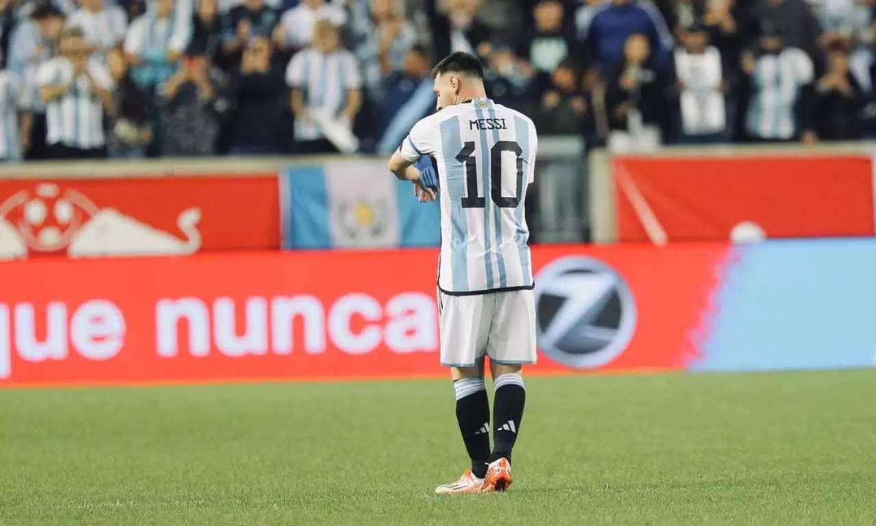 Argentina captain Lionel Messi in action against Jamaica