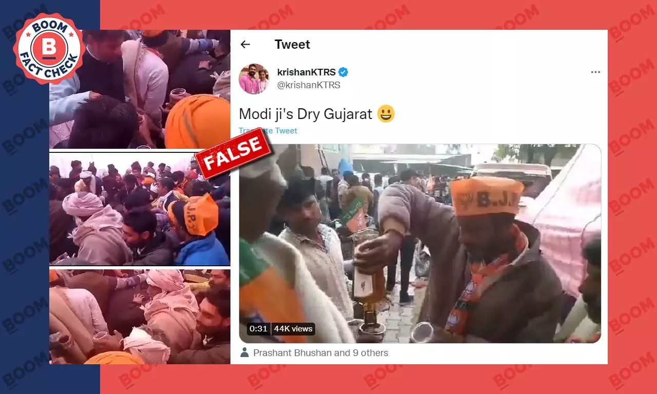 Old Video Of People With BJP Caps Serving Alcohol Revived As Gujarat