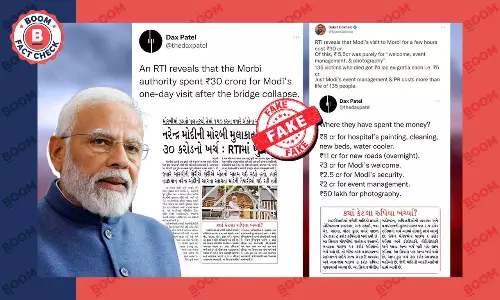 Did An RTI Reveal ₹30 Crores Spent On Modis Visit To Morbi? A FactCheck