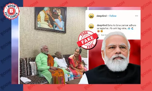 Photo Of PM Modi, Heeraben And Jashodaben Seated Together Is Morphed