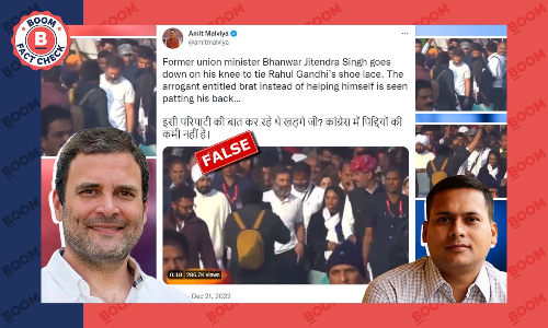 Amit Malviya Falsely Claims Congress Leader Tied Rahul Gandhis Shoelaces