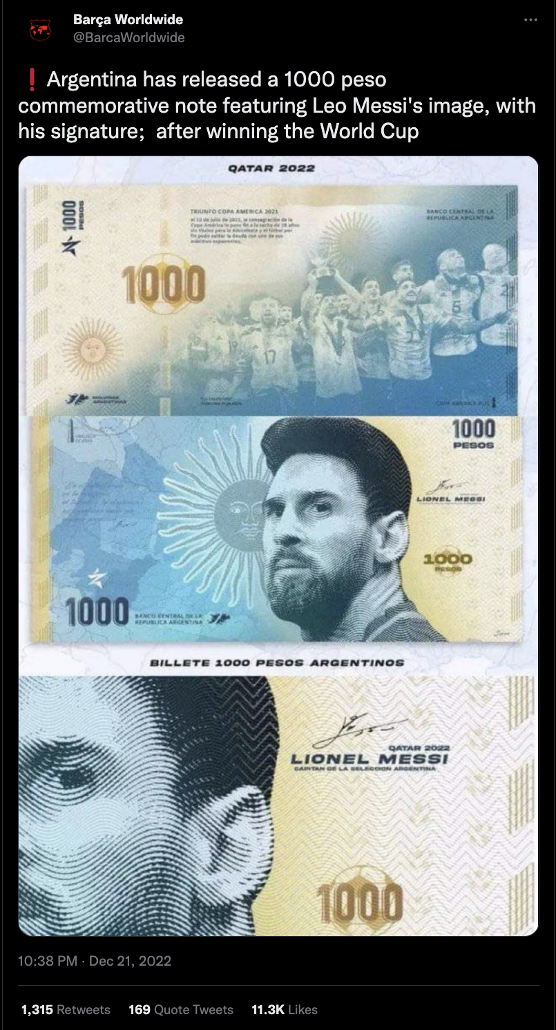 No, Argentina Is Not Issuing A 1000 Peso Note Featuring Lionel Messi | BOOM