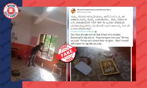 Video of Man Kicking Goddess Saraswati Portrait Peddled With False Communal Claim