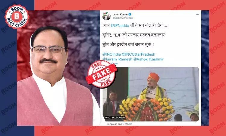 Congress Leaders Peddle Doctored Clip of JP Nadda From Tripura Address