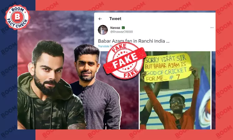 Photo of Indian Fan Supporting Pakistan Captain Babar Azam At IND vs NZ Match Is Edited