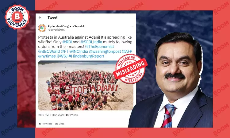 Old Photo Of Placards Spelling Out Stop Adani Revived Amid Stock Rout