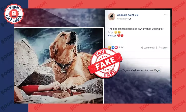 Photo Of Dog Sitting Near Owner Trapped Under Rubble Not From Recent Quake