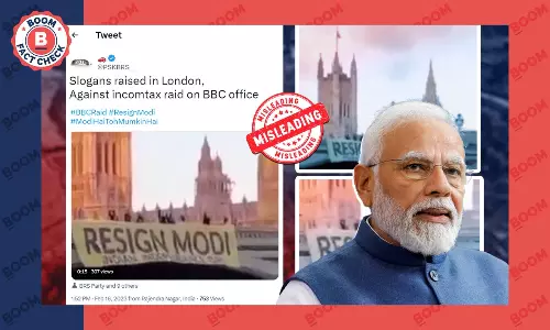 Video of Resign Modi Banner In UK Falsely Linked To BBC Survey In India
