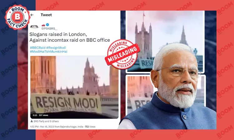 Video of Resign Modi Banner In UK Falsely Linked To BBC Survey In India