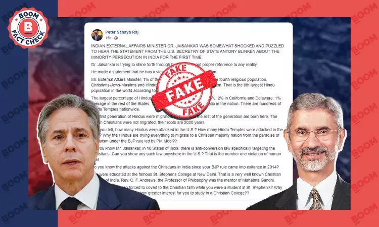 WhatsApp Forward Claiming Anthony Blinken Criticised S Jaishankar Is Fake