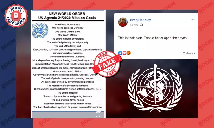 UN Agenda 21/2030 Graphic Promoting One World Government Is Fake
