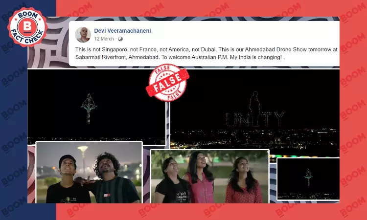 2022 Video Falsely Shared As Drone Show To Welcome Australian PM In India