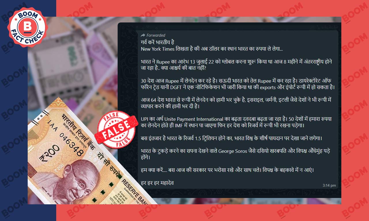 Did NYT Report Saying 30 Countries Are Trading In Indian Rupee? A FactCheck Did NYT Report Saying 30 Countries Are Trading In Indian Rupee? A FactCheck