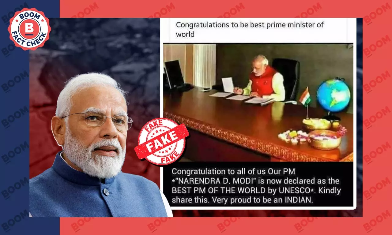 UNESCO Did Not Declare Modi As Worlds Best Prime Minister