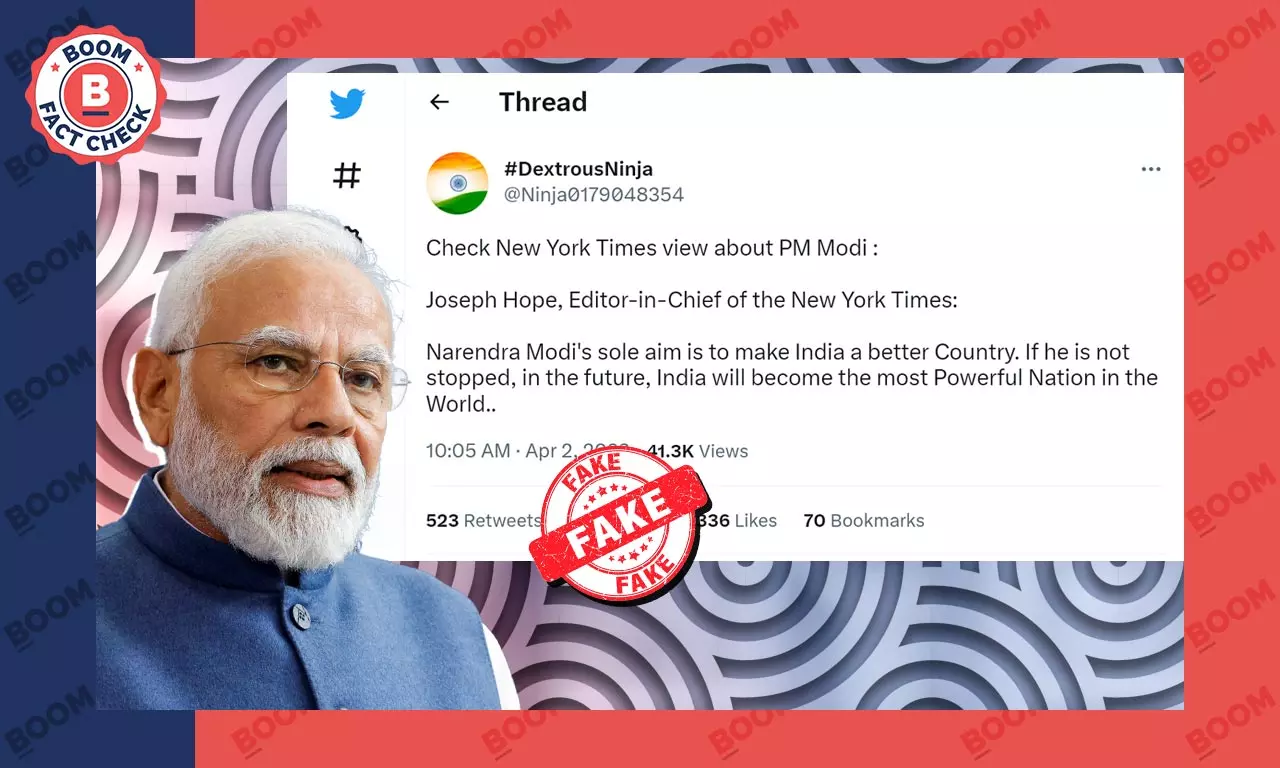 Fake Message Claiming PM Modi Was Praised by NYT Editor Revived