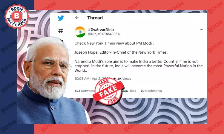 Fake Message Claiming PM Modi Was Praised by NYT Editor Revived