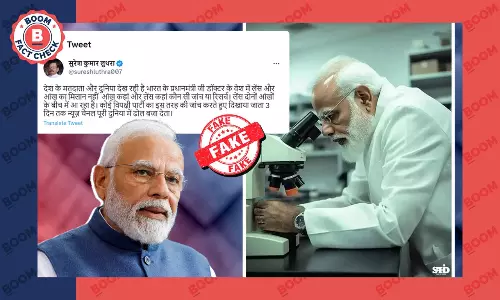 Viral Photo Of PM Modi Looking Through A Microscope Is AI-Generated