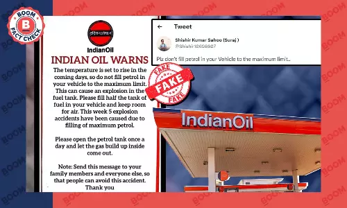 Fake Indian Oil Warning On Exploding Fuel Tanks In Summer Revived