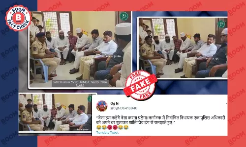 Video Of AIMIM MLA Arguing With Telangana Cop Peddled As Karnataka Video Of AIMIM MLA Arguing With Telangana Cop Peddled As Karnataka