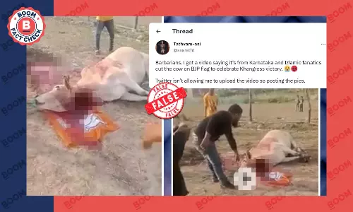 Video Of Cow Slaughtered On BJP Flag In Manipur Peddled As Karnataka