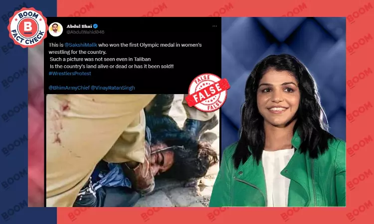 No, Photo Does Not Show Wrestler Sakshee Malikkh Being Pinned Down By Cops