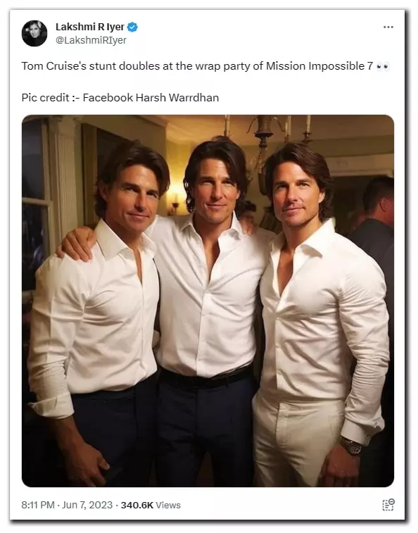 AI Generated Photo Shared As Actor Tom Cruise Posing With Stunt Doubles |  BOOM