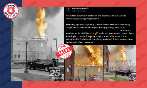 Social Media Posts Linking Massachusetts Church Fire To Gay Wedding Are False