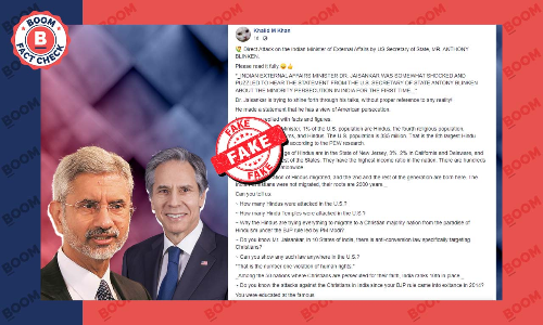 Fake Forward About Anthony Blinken Criticising S Jaishankar Revived