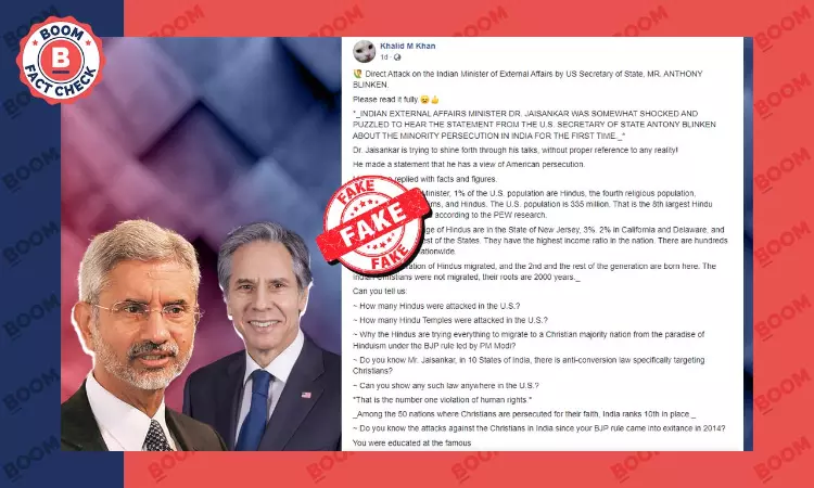 Fake Forward About Anthony Blinken Criticising S Jaishankar Revived