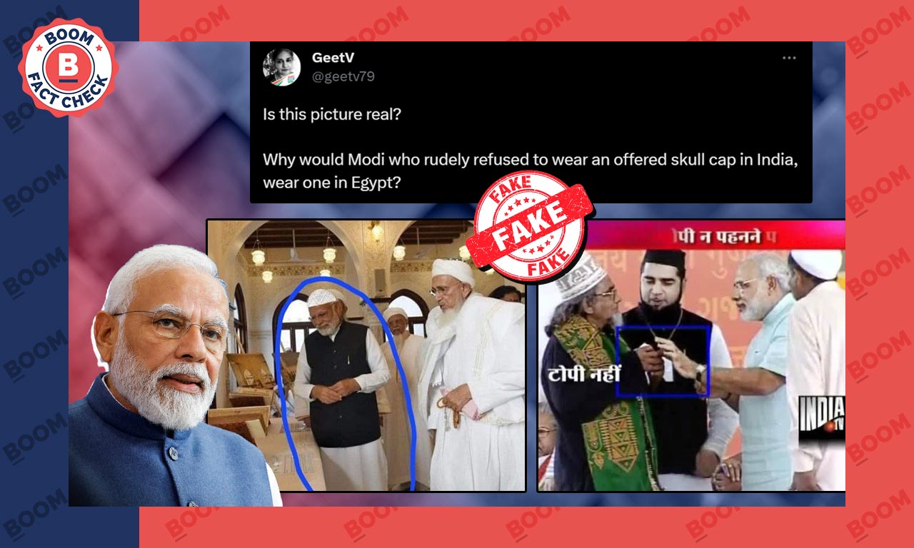 Morphed Photo Revived As PM Narendra Modi Wearing Islamic Cap In Egypt