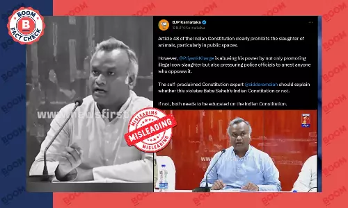 BJP Karnataka Shares Clipped Video Claiming Priyank Kharge Promotes Cow Slaughter