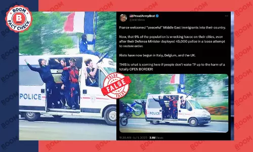 Movie Still Peddled As Protestors Riding Police Van Amid France Riots