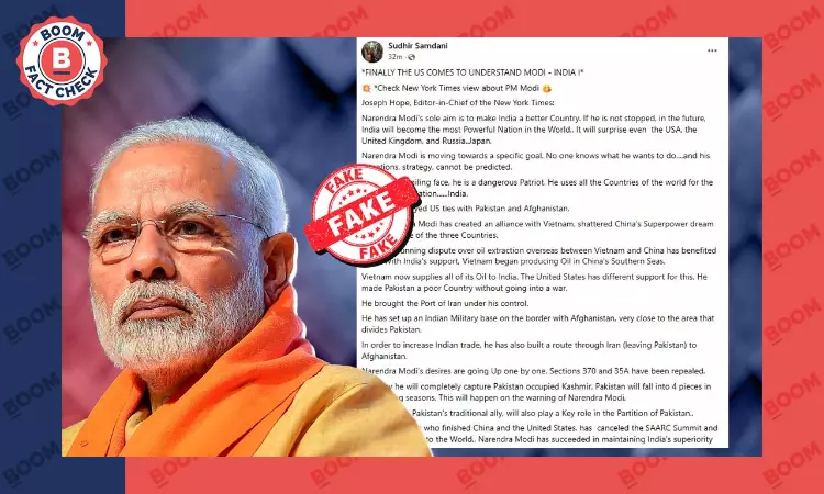 Fake Message Viral As NYT Editor Praising PM Narendra Modi
