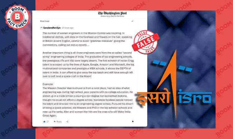 Reader Comment Peddled As Washington Posts Article On Chandrayaan-3 Engineers