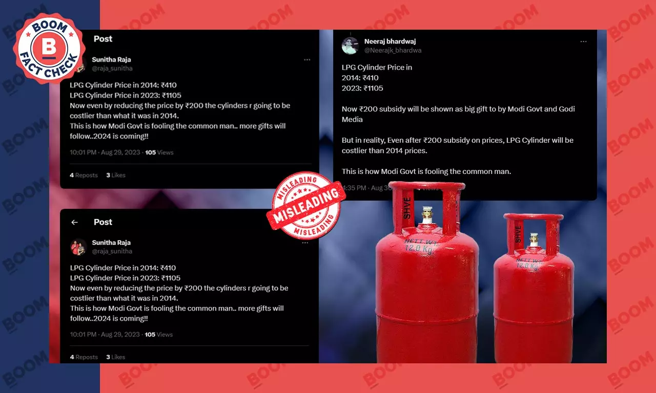 FactCheck: Comparisons Of LPG At ₹410 In 2014 And ₹1103 Today Misleading