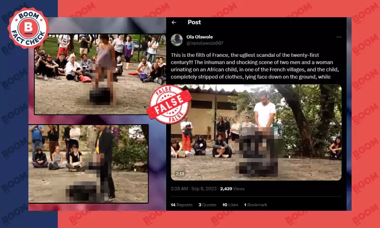 Art Show Visuals Falsely Shared As French People Urinating on African Child