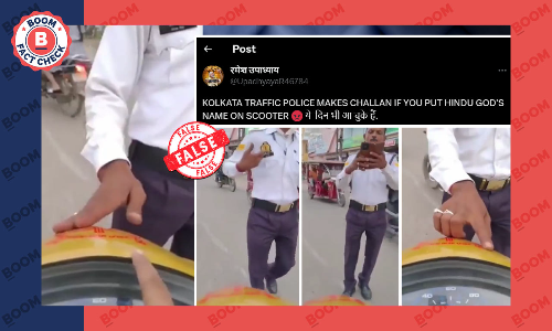 Video Of UP Cop Fining Bike Rider for Hindu Deity Sticker Viral As Kolkata