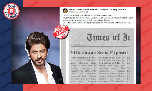 Fake Newspaper Clipping Claims Shah Rukh Khan Rigged Jawans Box Office Collection