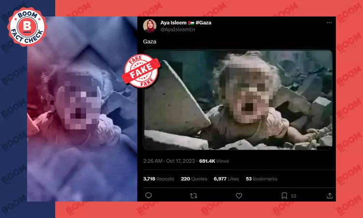 Image Of Infant Trapped Under Debris Not From Ongoing Israel-Hamas Conflict